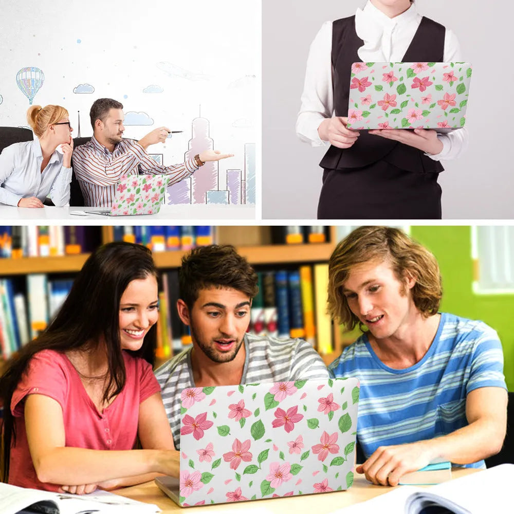 Plastic laptop protective shell with floral pattern design for Apple MacBook 11air and 12retina models