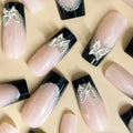French style butterfly wear armour nail decoration with glittering finish and crystal accents