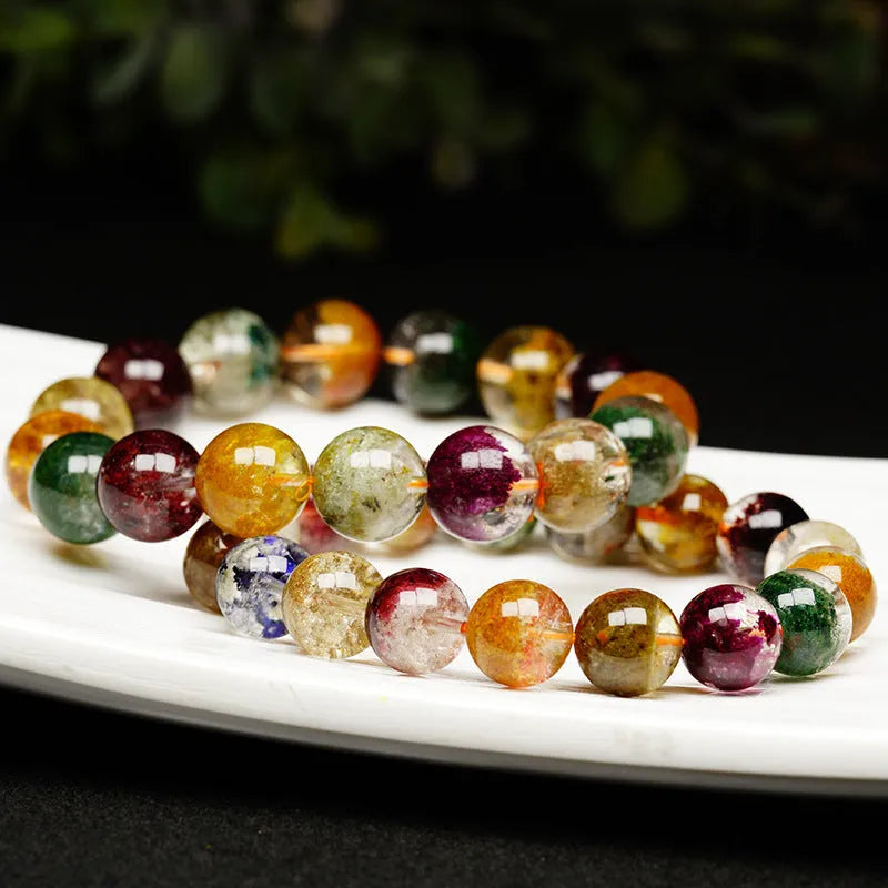Crystal ghost cornucopia bracelet with 10mm beads in retro ethnic style