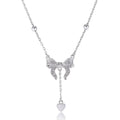 S925 silver butterfly heart and bow pendant necklace on adjustable O-ring chain