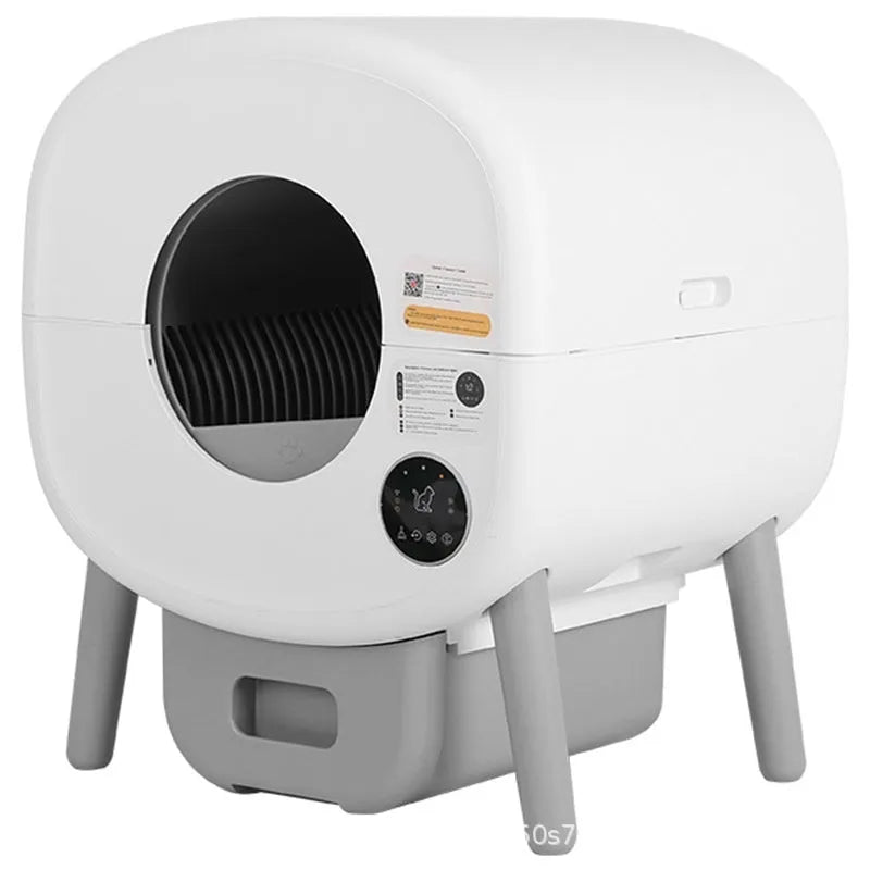 Automatic cat toilet cleaning box with ABS plastic construction showing 550mm width