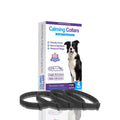 Pack of four monochrome coloured TPR dog anxiety relief collars with adjustable 62cm sizing.