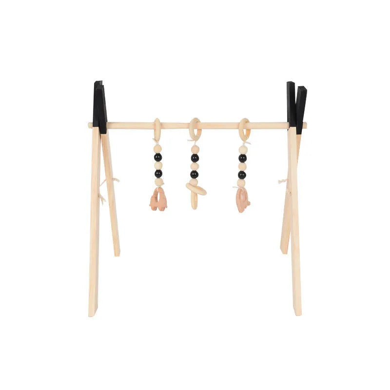 Polished wooden baby infant fitness frame decorative toy, 45cm by 37.5cm by 47.5cm, wooden ornament