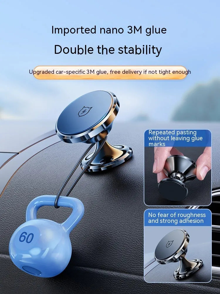 Shiny black magnetic car phone holder with dashboard suction cup mount