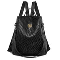 Women's black anti-theft backpack with sandwich pockets and organised internal compartments