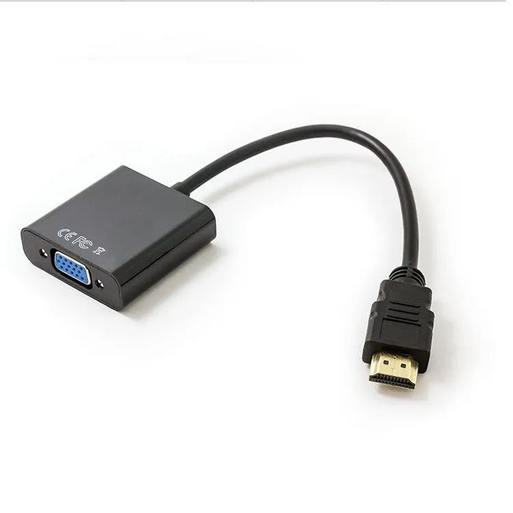 Black and white HDMI to VGA adapter cable with 0.3 metre length