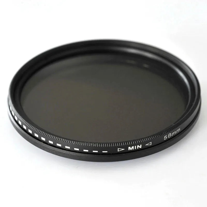 Multi-diameter ND camera filter set with metal ring and optical glass