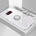 Tempered glass phone case for Samsung S8 and S9 in solid colours: black, pink, red, white.