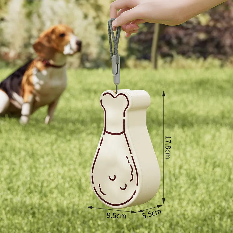 Portable pet water bottle with orange and white colour options showing water and food compartments