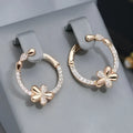 Copper geometric round ring earrings with electroplated finish for women