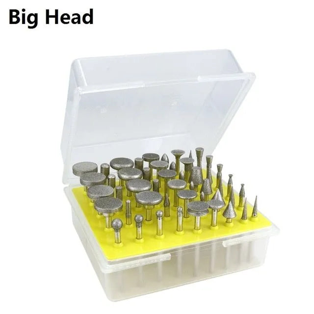 Elliptical cone shaped alloy diamond grinding heads with 3mm shank for glass and stone carving