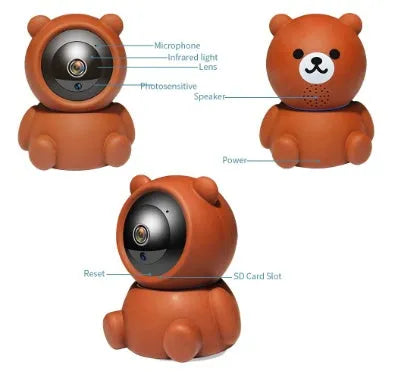 Bear 1080P WiFi indoor security camera with auto tracking and IR night vision