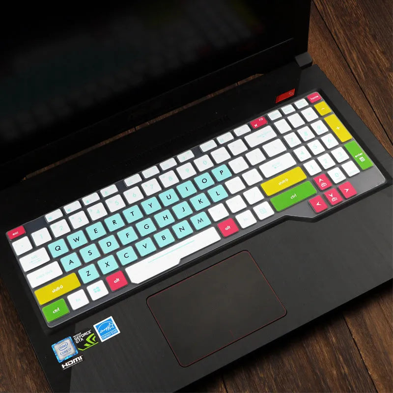 ASUS Flight laptop keyboard protective film cover in gradient blue colour option.