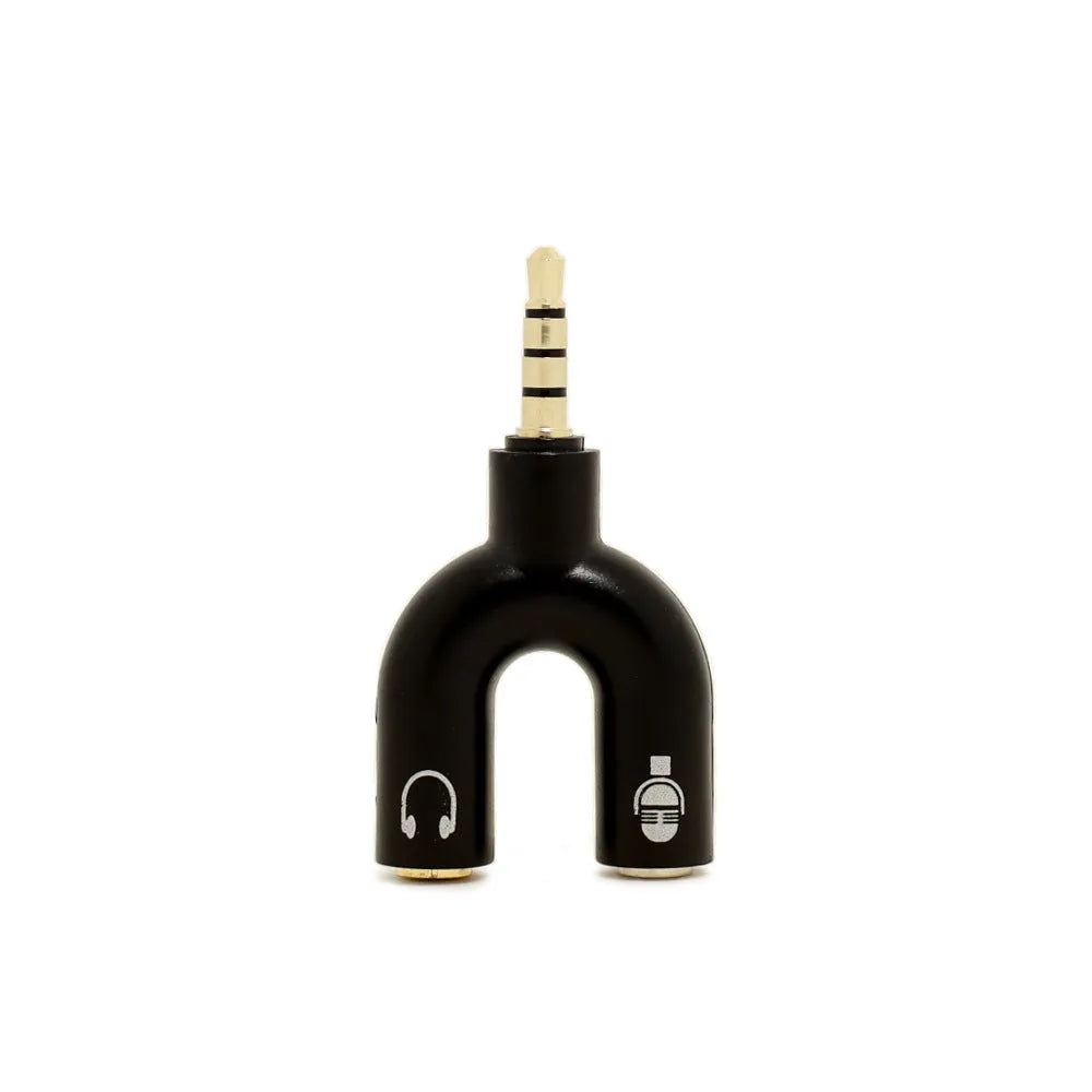 3.5mm audio splitter adapter with gold-plated connections available in six colours