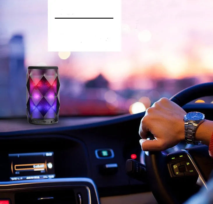 Black crystal diamond cut Coke can shaped lantern Bluetooth speaker with colourful lighting.