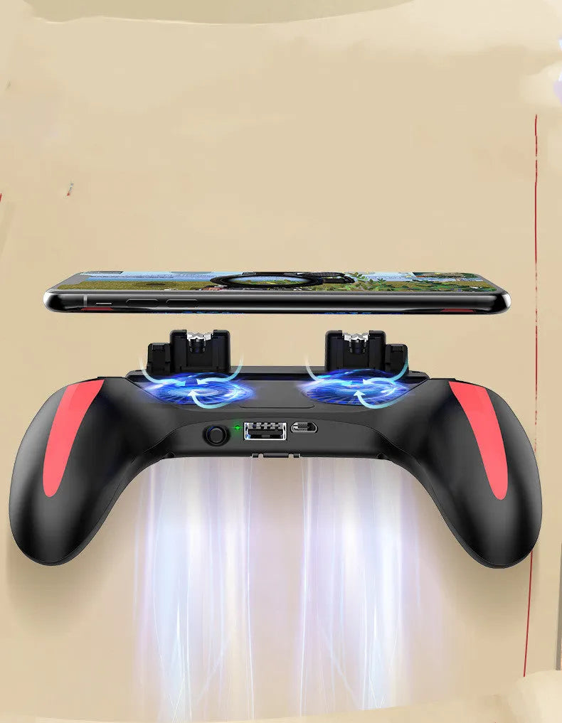 H10 mobile phone game controller showing touch screen, holding a smartphone.