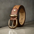 First layer cattlehide men's casual belt with copper pin buckle in ordinary width