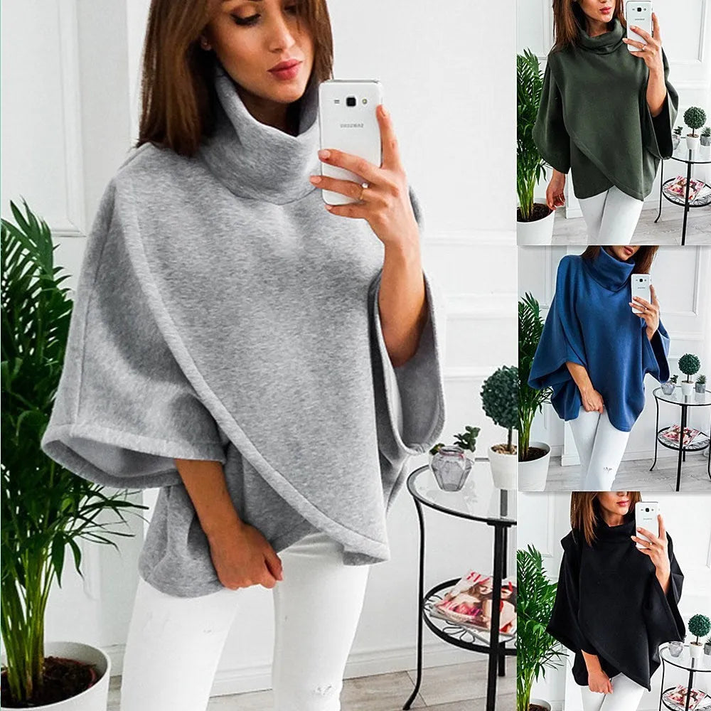 Long grey women's batwing sleeve cardigan sweatshirt with three buttons and stitching detail