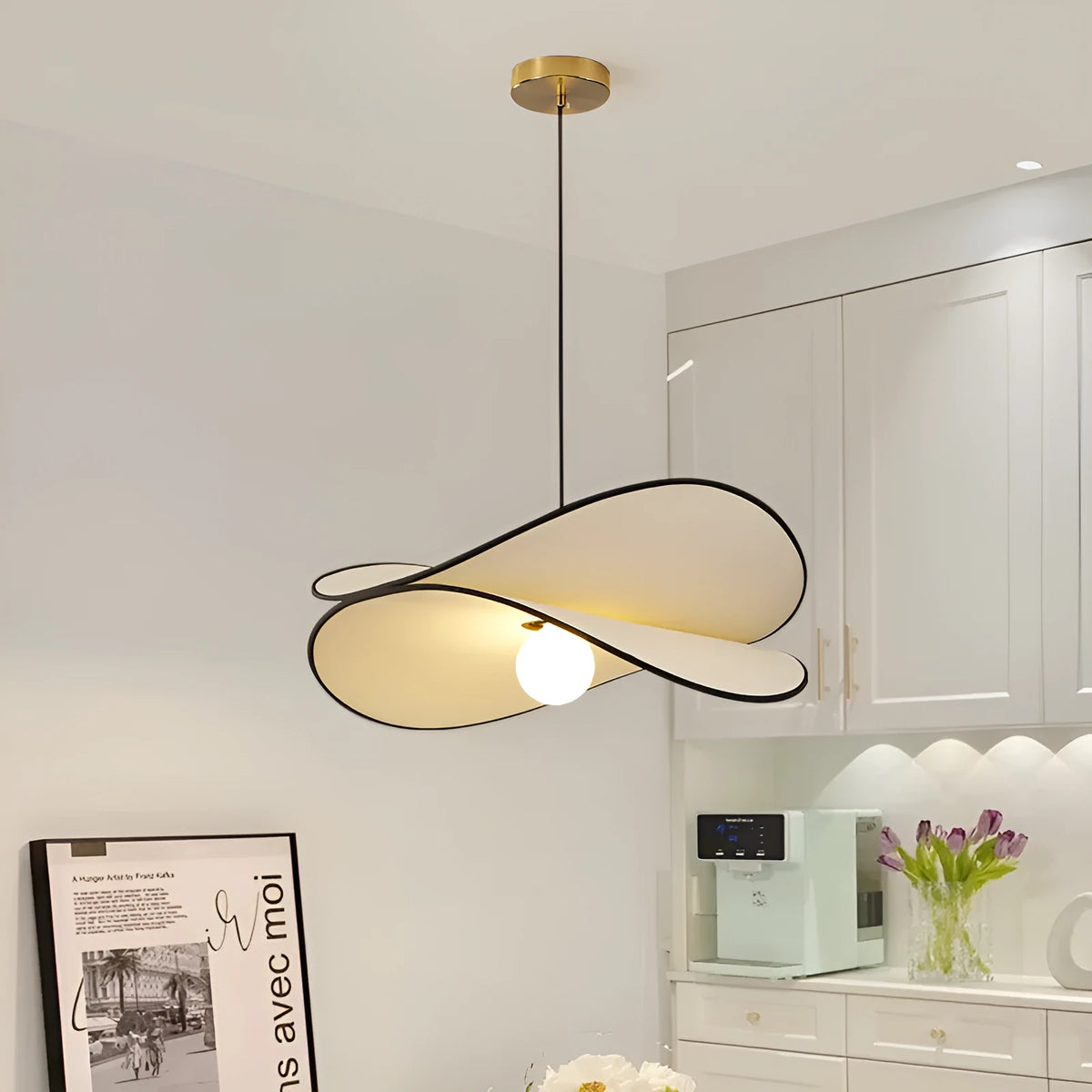 French style artistic chandelier pendant light with fabric potato chips design in three sizes