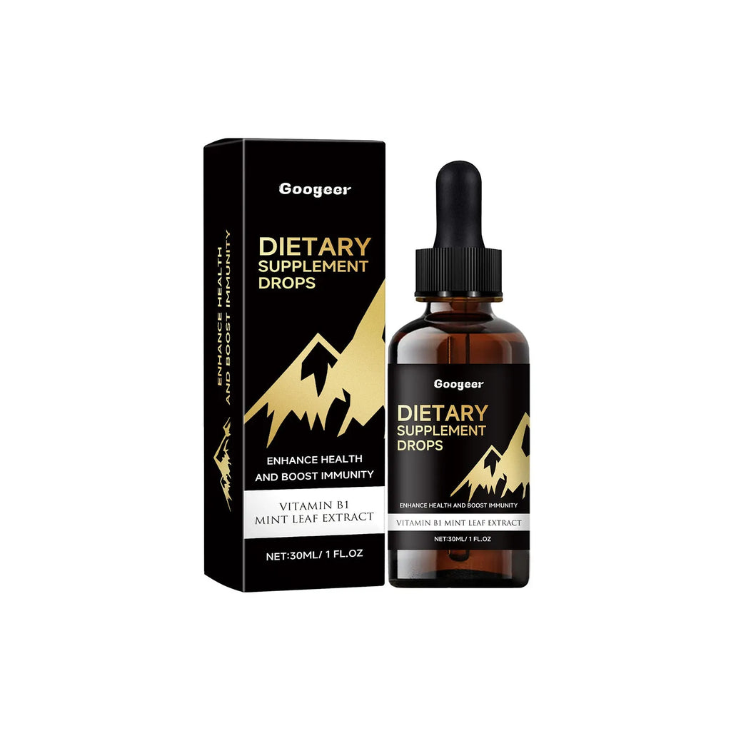 30ml bottle of vegan vitamin D dietary supplement drops with a built-in dropper.