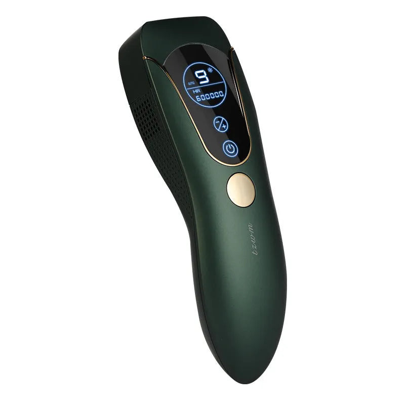 Sundial design freezing point hair removal device in green, pink or white colour for body face and leg hair removal.