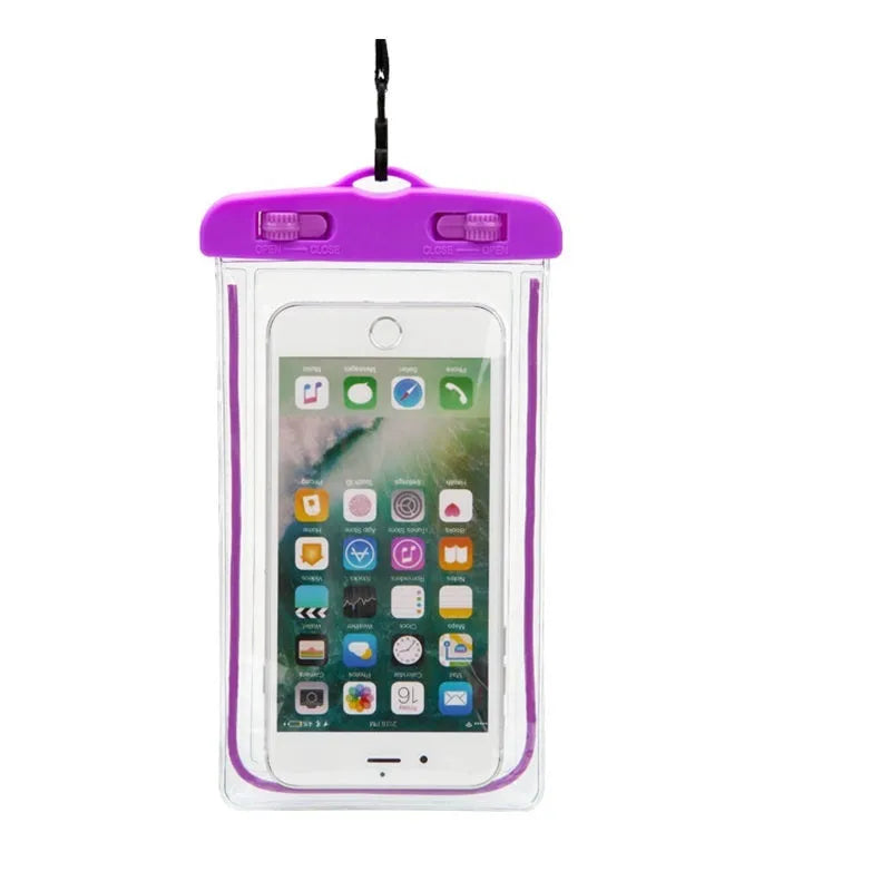 Universal waterproof luminous touch screen phone case in multiple colour options