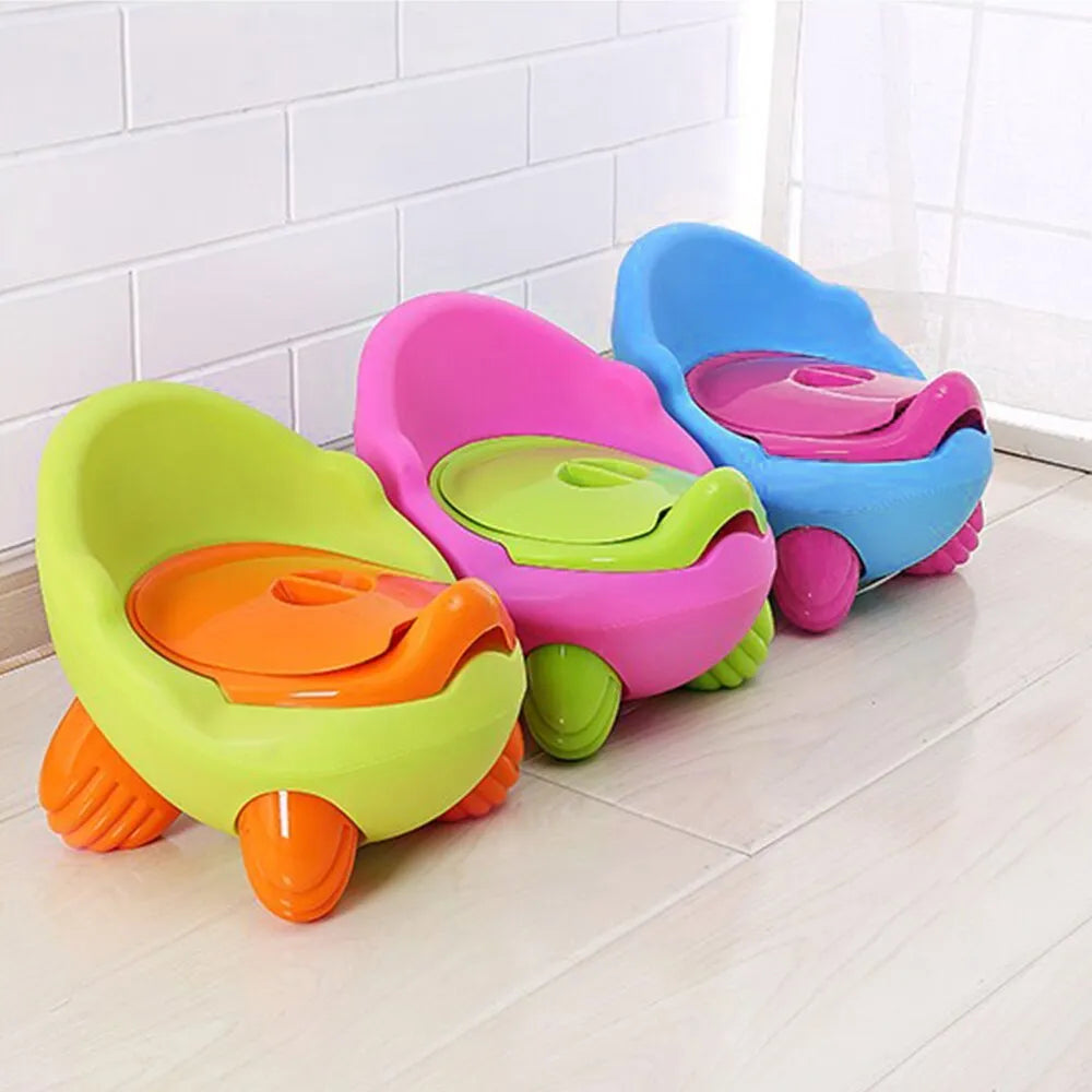 Cartoon-themed baby toilet training potty stool in a choice of six colours