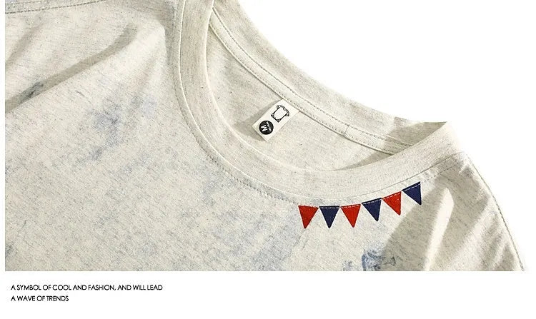 Grey tie-dye printed T-shirt with loose fit and short sleeves