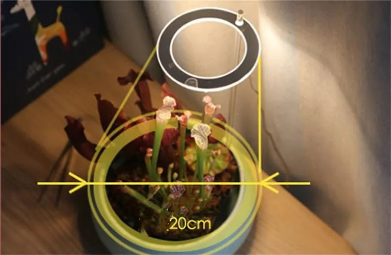 USB-powered LED grow light for plants with acrylic mounting stick in pink/white colour