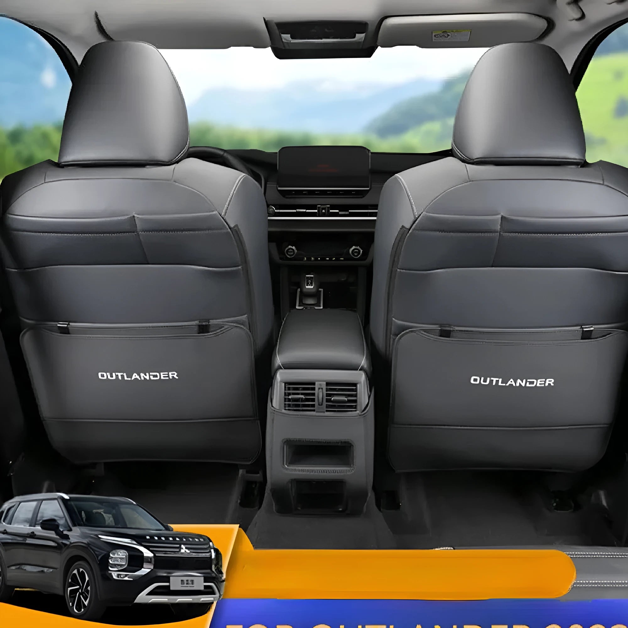 Three leather anti-kick protection pads for 2023 Outlander seats and console in black, grey and brown