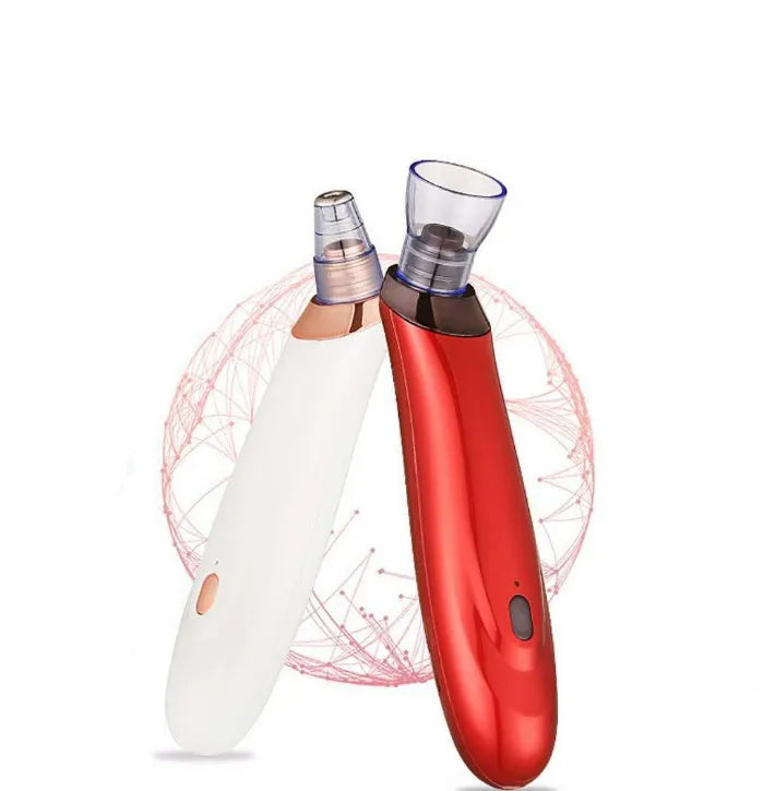 Handheld electric blackhead remover device with multiple nozzle heads in black colour