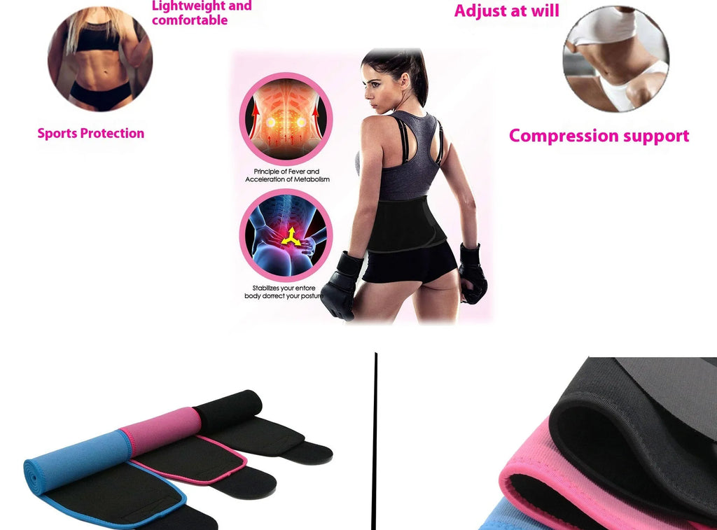 Neoprene lumbar support belt for adult fitness and running in black colour