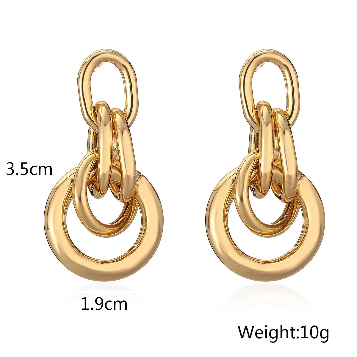 Gold-coloured geometric women's earrings with irregular angles, approximately 20-24mm length