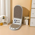 L-shape vertical cat scratching board in grey colour showing thickened scratch-resistant construction