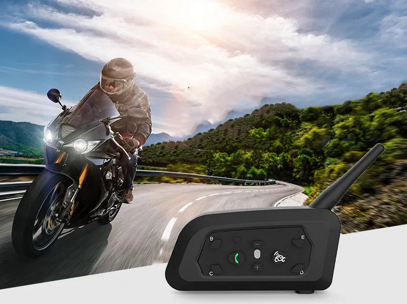 V6pro motorcycle helmet Bluetooth intercom with mounting clips and charging cable