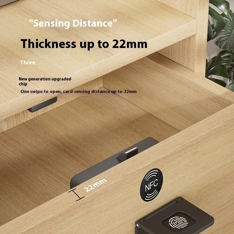 F079 punch-free electronic drawer lock with key, removable card installation