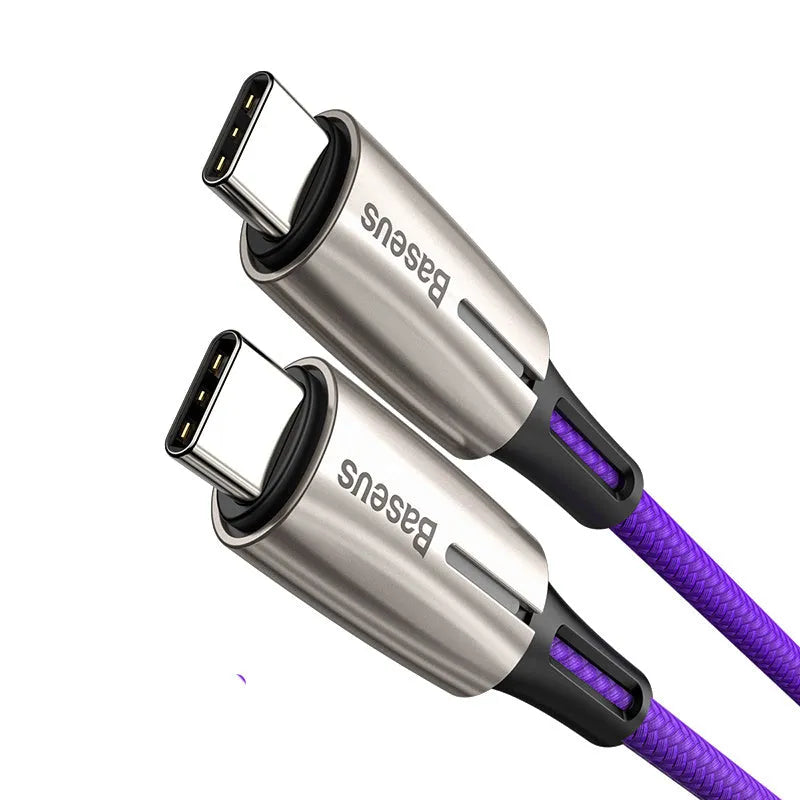 Purple and red dual USB-C cable with 1m length for 60W fast charging