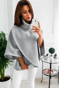 Long grey women's batwing sleeve cardigan sweatshirt with three buttons and stitching detail