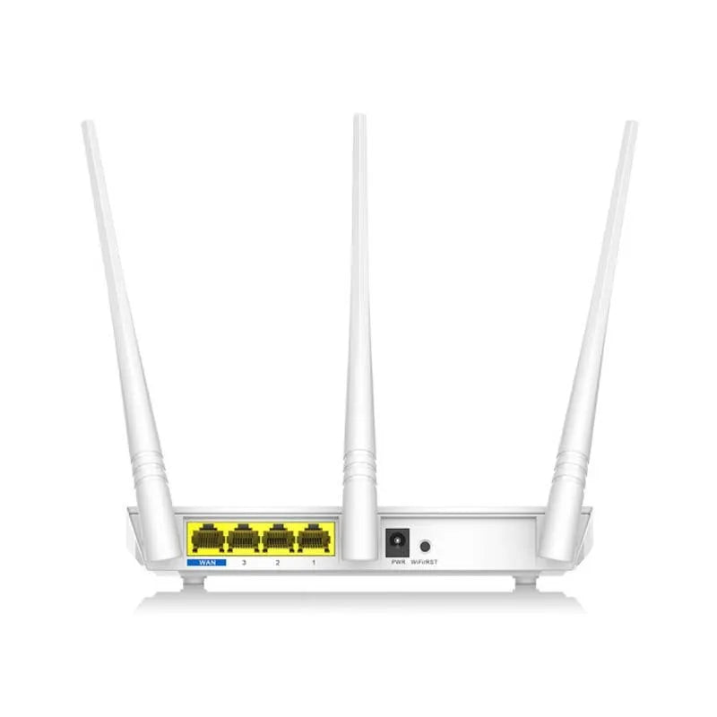 White wireless router with US style design for dual-band 2.4GHz and 5GHz broadband networking.