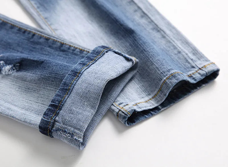 Men's indigo cotton jeans, regular fit, sizes 28 to 42
