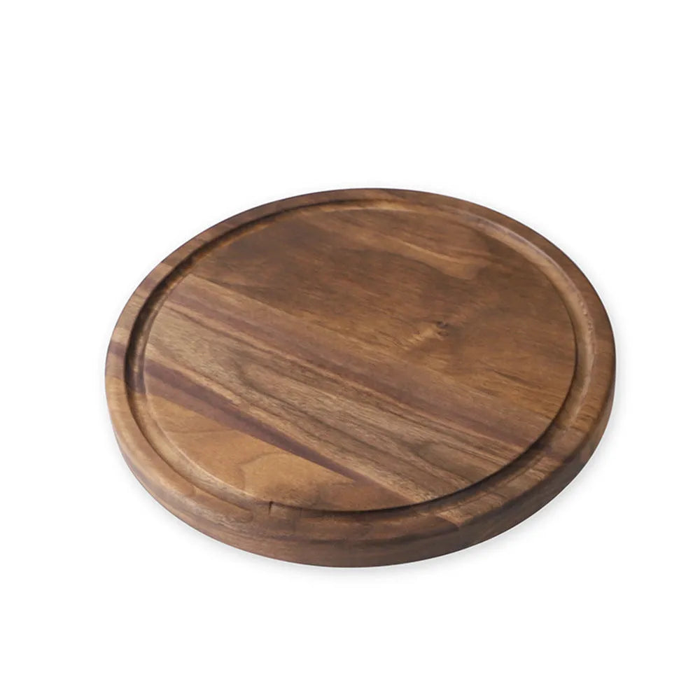Black walnut wood cutting board with juice groove in three size options
