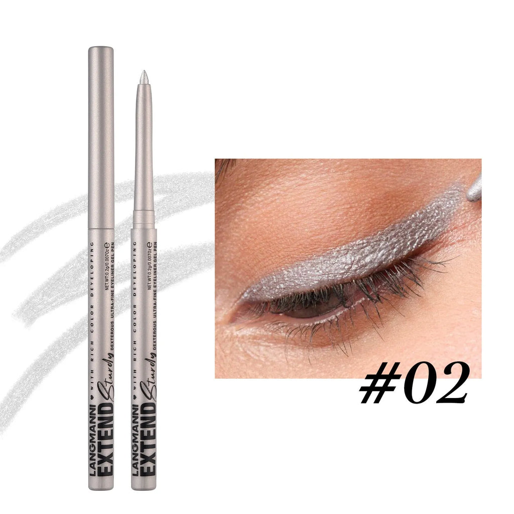 Set of 12 colourful gel glitter eyeliner pencils with various finishes for multifunctional makeup use