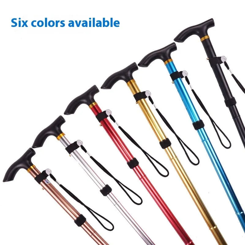 Adjustable aluminium folding walking cane with non-slip rubber tip in silver colour
