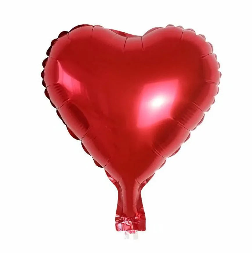 Five peach heart-shaped aluminum balloons with sparkling finish in assorted colours