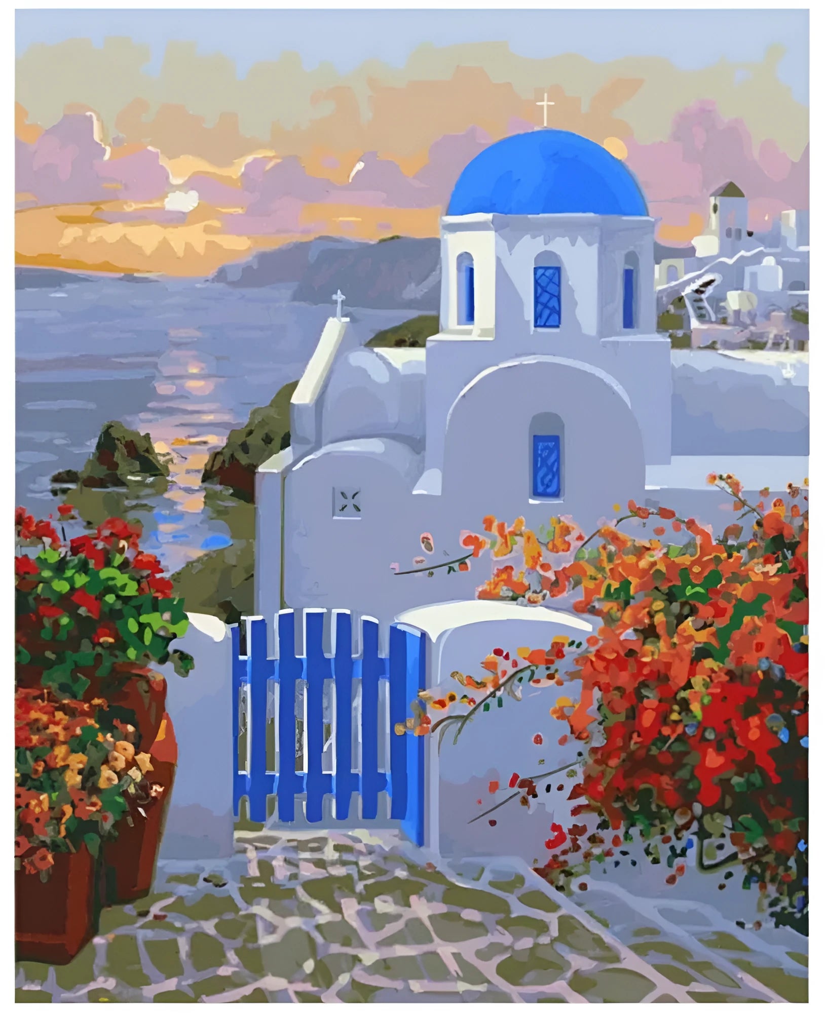 DIY sea view villa digital oil painting kit with 40x50 cm frameless linen canvas and acrylic paints