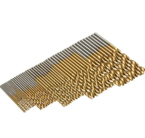 50-piece titanium coated HSS steel high-speed drill bit set for hand tools