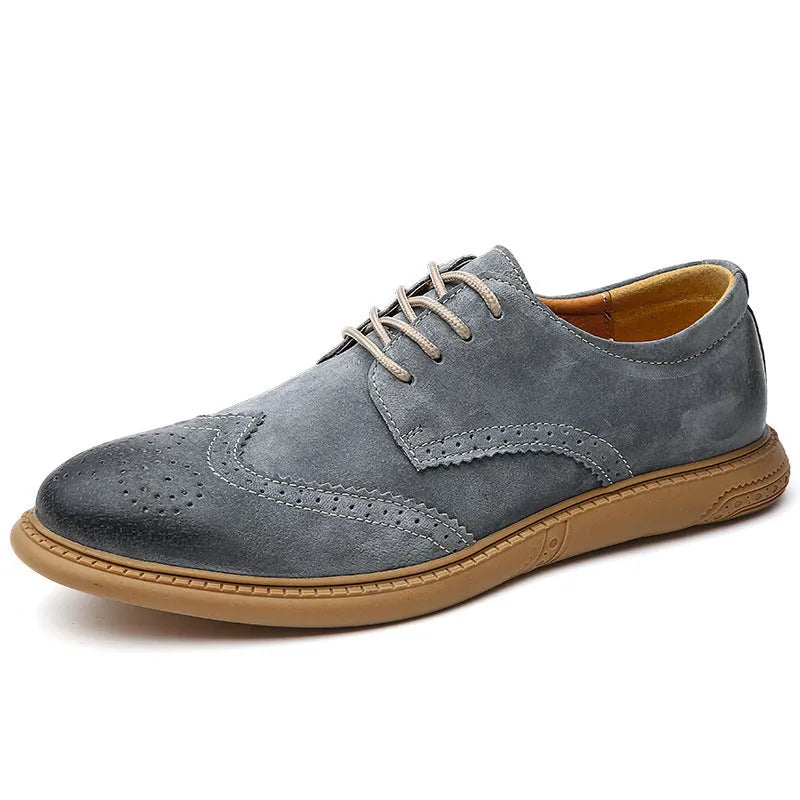 Men's black leather business oxford shoes with lace-up front and rubber sole.