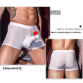 Men's striped nylon boxer briefs underwear in black, white and dark grey colours