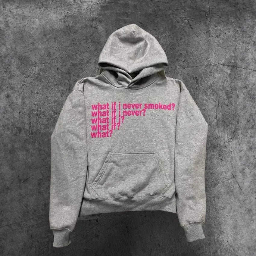 Black heavyweight hooded sweater with white letter print graphic design streetwear