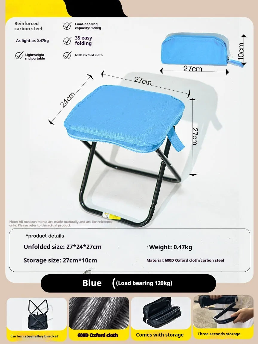 Lightweight foldable camp stool in pencil box design with Oxford cloth fabric
